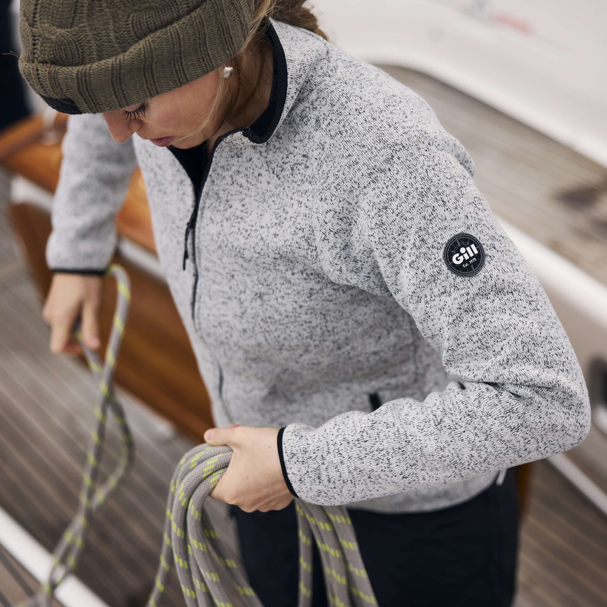 Women's Knit Fleece Jacket - Gray Marl
