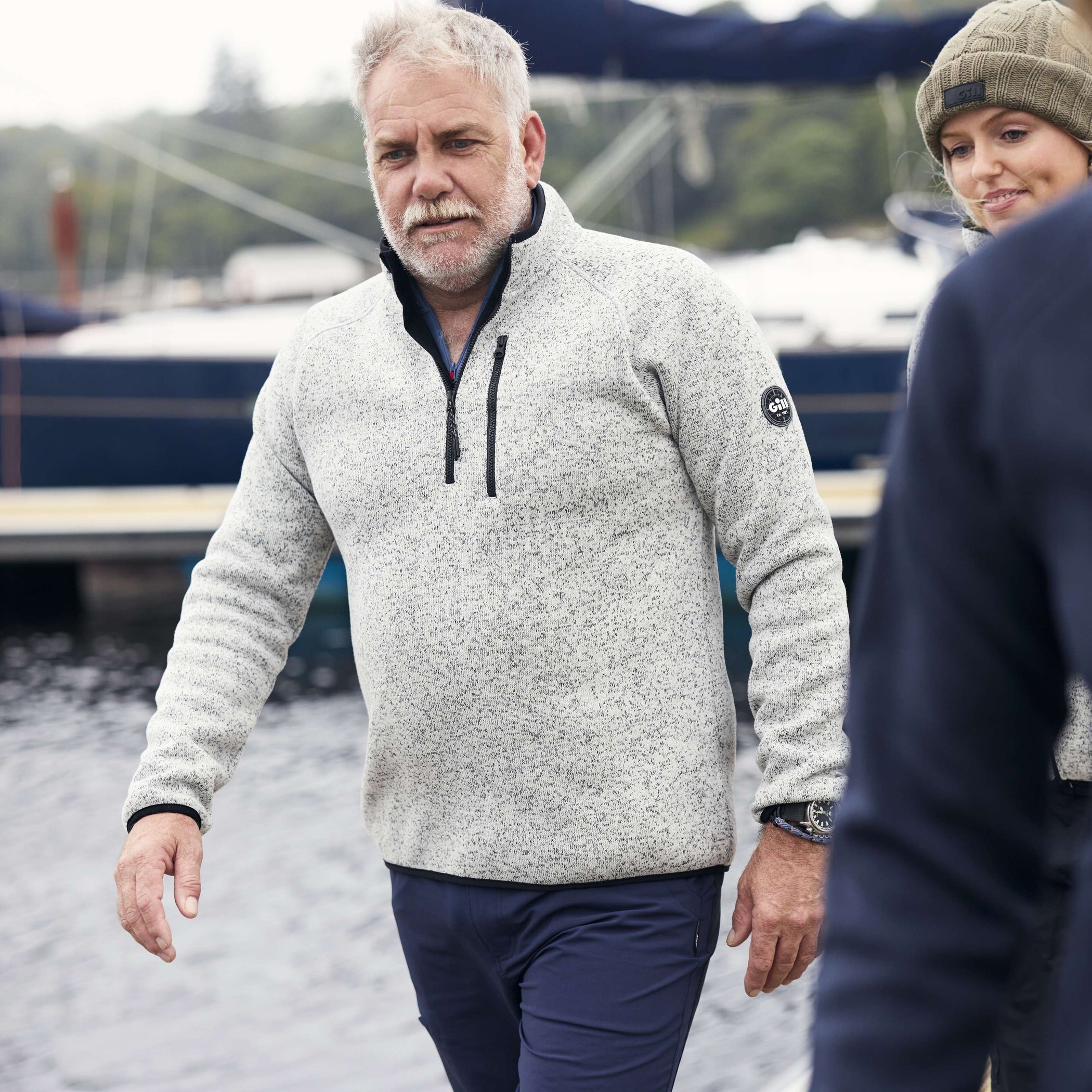 1/4 Zip Neck Knit Fleece - gray Marl
