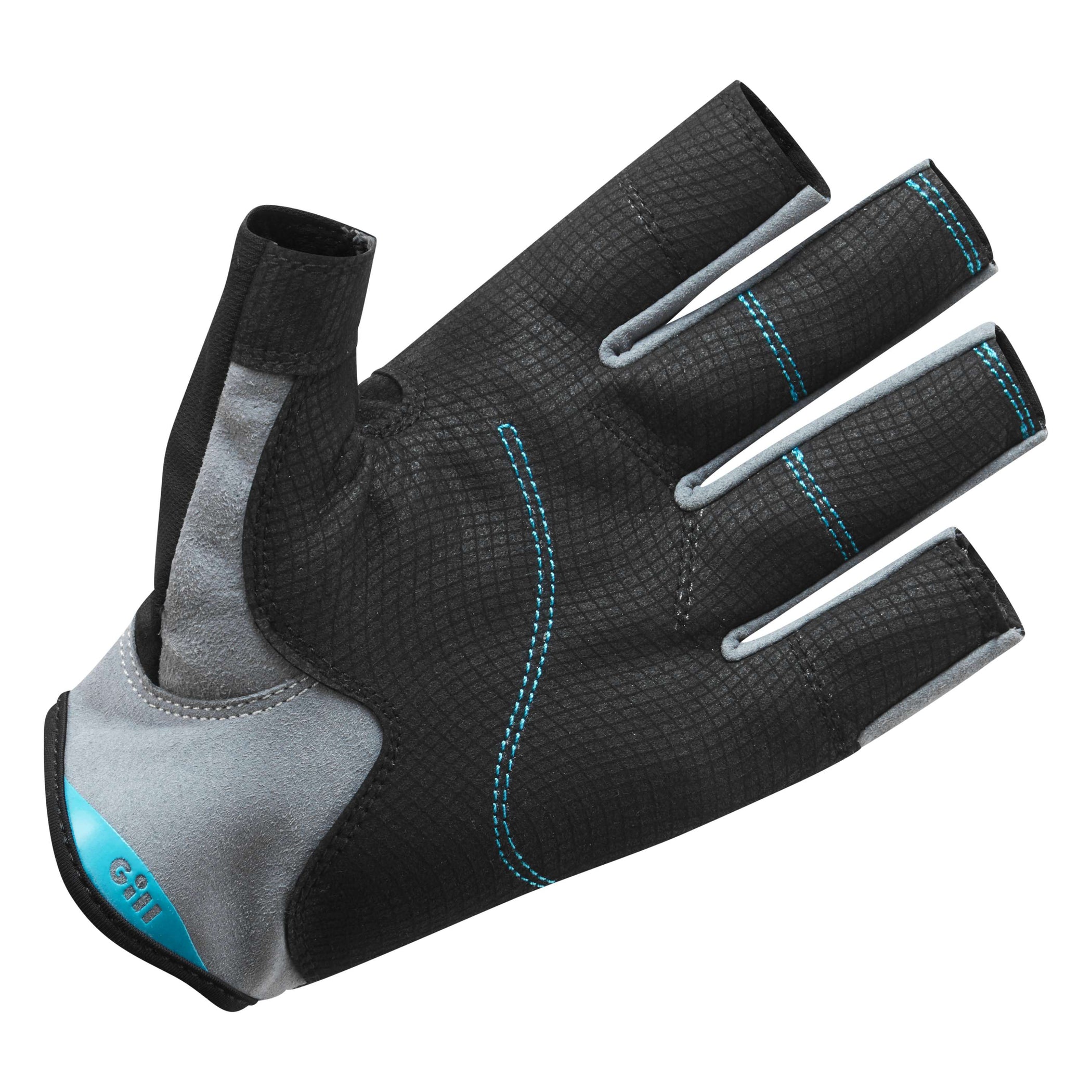Junior Deckhand Short-Finger Sailing Gloves - Black & Bluejay