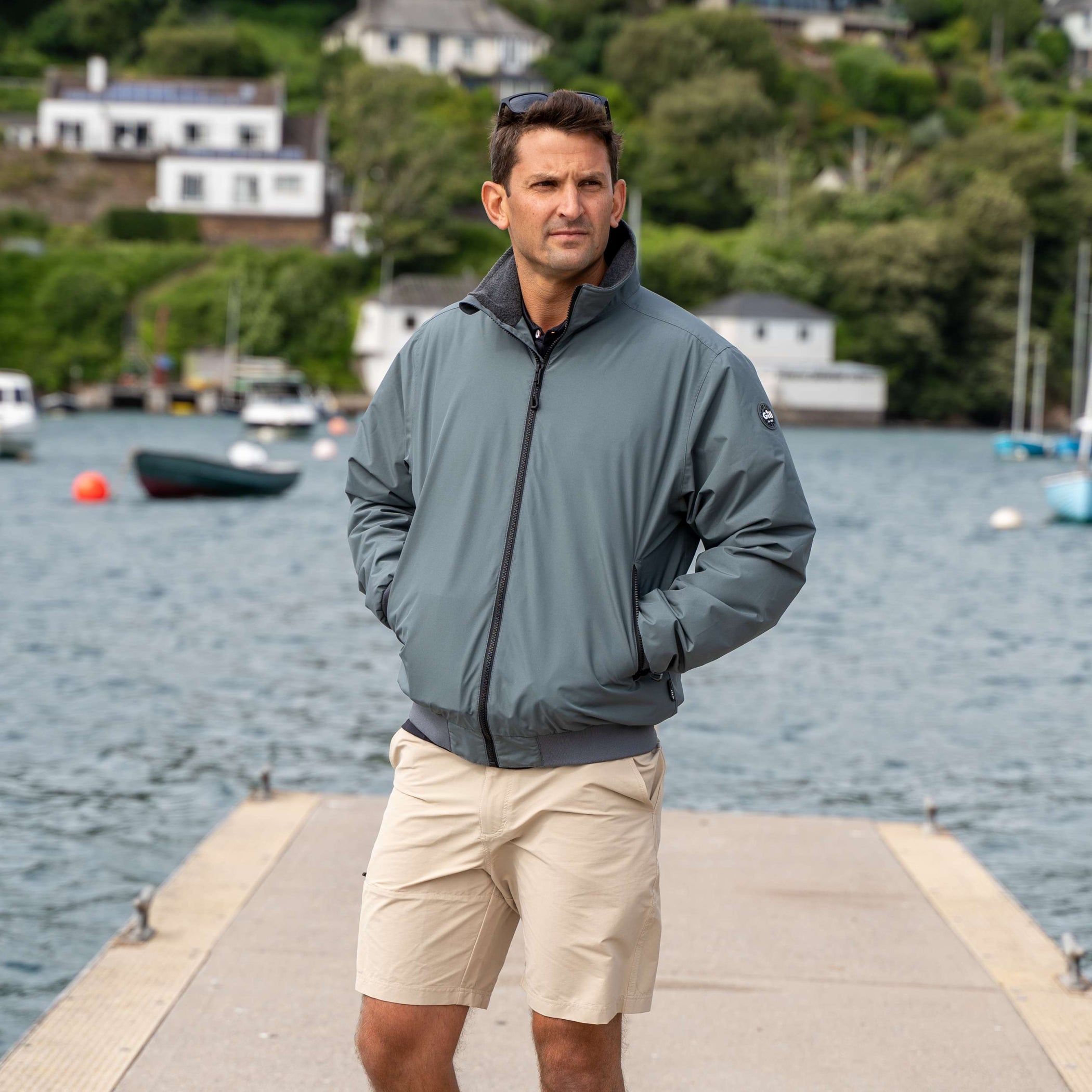 Men's Waterproof Crew Sailing Jacket - Ash